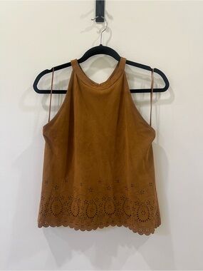 Zara Brown Laser-Cut Halter Camisole